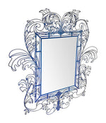 STUNNING WIRE FRAMED MIRROR BY ANACLETO SPAZZAPAN FINISHED IN SKY BLUE COLOR