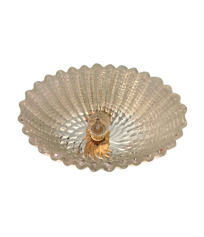 STUNNING SET OF FOUR 1940S BAROVIER & TOSO GLASS AND BRASS WALL SCONCES
