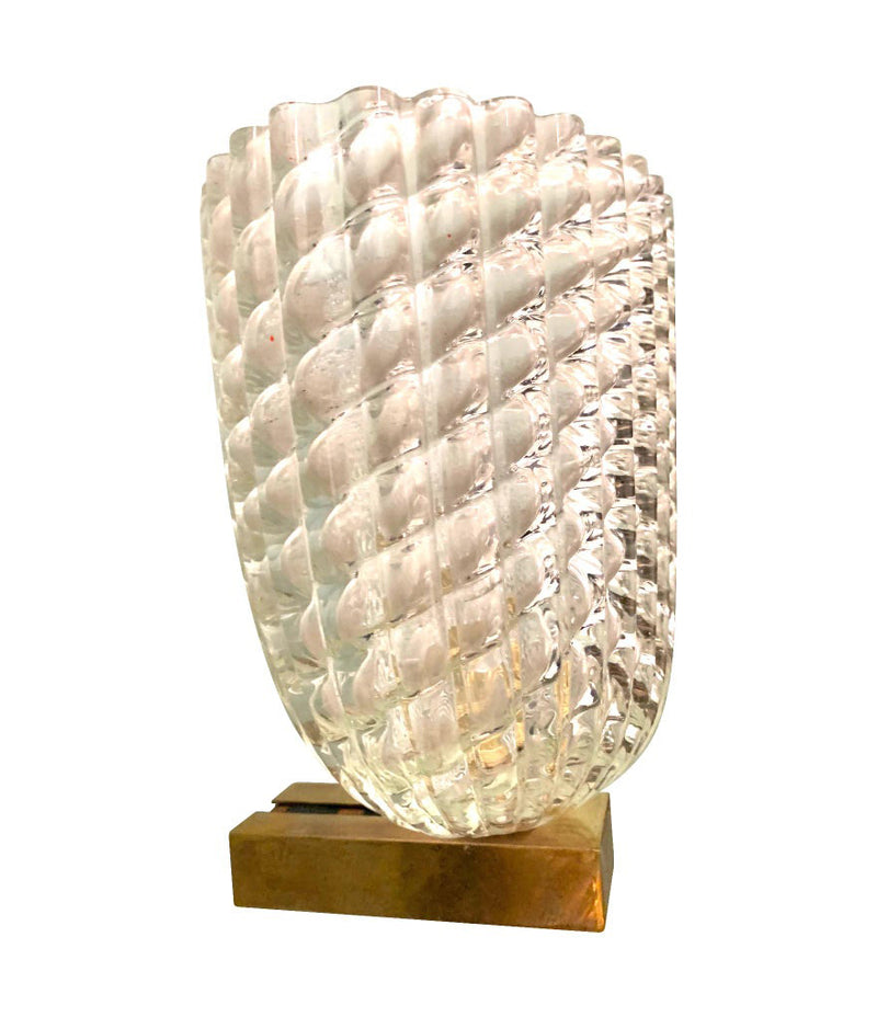STUNNING SET OF FOUR 1940S BAROVIER & TOSO GLASS AND BRASS WALL SCONCES