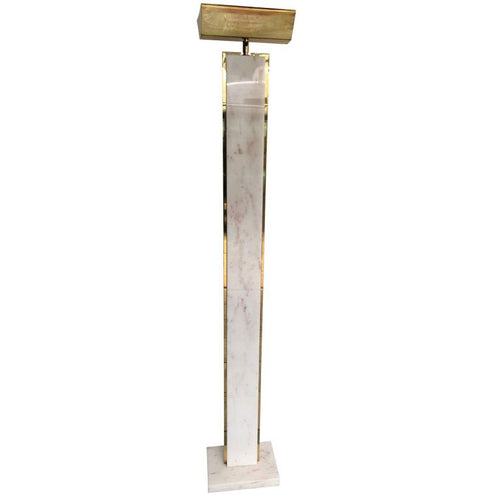 SOLID CARRARA PINK MARBLE AND BRASS FLOOR LAMP BY MAURO MARTINI