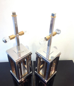 STUNNING PAIR OF ROMEO REGA CHROME AND BRASS LAMPS