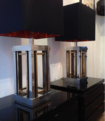 STUNNING PAIR OF ROMEO REGA CHROME AND BRASS LAMPS