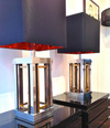 STUNNING PAIR OF ROMEO REGA CHROME AND BRASS LAMPS