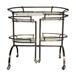 UNIQUE GILT METAL BAR TROLLEY WITH SWING OUT SHELVES