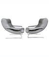 UNUSUAL PAIR OF ITALIAN 1970S CANTILEVERED ARMCHAIRS WITH BRUSHED METAL LEGS