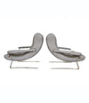 UNUSUAL PAIR OF ITALIAN 1970S CANTILEVERED ARMCHAIRS WITH BRUSHED METAL LEGS