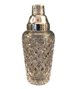 VAL ST LAMBERT RHODIUM PLATED AND CRYSTAL GLASS COCKTAIL SHAKER