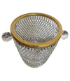 VAL ST LAMBERT FACETED CRYSTAL CHAMPAGNE BUCKET WITH GOLD PLATED DETAILED RIM