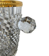 VAL ST LAMBERT FACETED CRYSTAL CHAMPAGNE BUCKET WITH GOLD PLATED DETAILED RIM