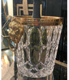 VAL SAINT LAMBERT CRYSTAL CHAMPAGNE BUCKET WITH GILT METAL LION HEAD HANDLES