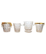 VAL SAINT LAMBERT CRYSTAL CHAMPAGNE BUCKET WITH GILT METAL LION HEAD HANDLES