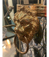 VAL SAINT LAMBERT CRYSTAL CHAMPAGNE BUCKET WITH GILT METAL LION HEAD HANDLES