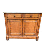 VICTORIAN BIRD’S-EYE MAPLE CONSOLE CABINET WITH FAUX BAMBOO AND MARBLE TOP