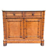 VICTORIAN BIRD’S-EYE MAPLE CONSOLE CABINET WITH FAUX BAMBOO AND MARBLE TOP