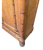 VICTORIAN BIRD’S-EYE MAPLE CONSOLE CABINET WITH FAUX BAMBOO AND MARBLE TOP