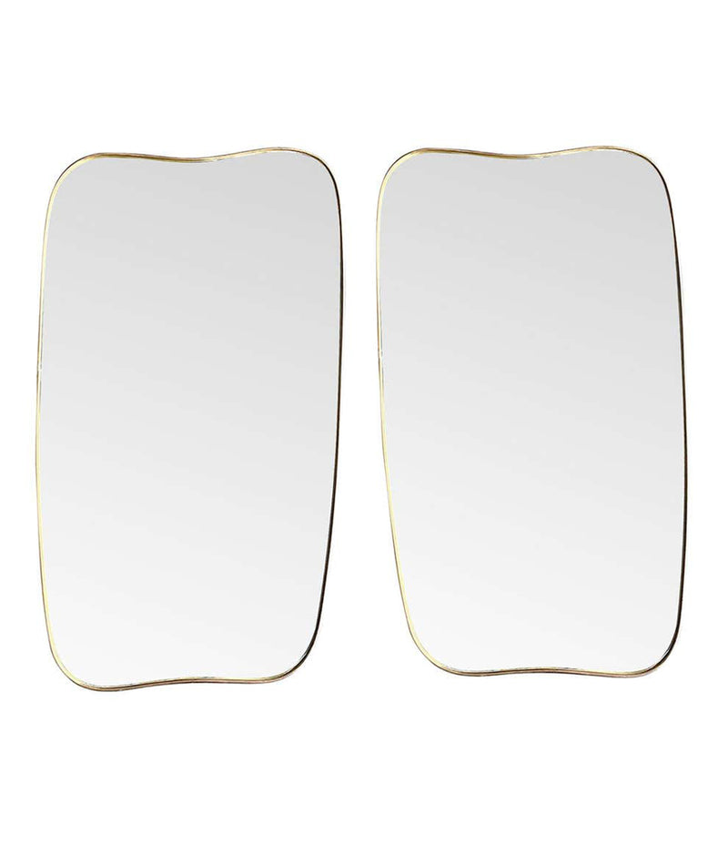 WONDERFUL PAIR OF ORIGNAL LARGE CURVED BRASS ITALIAN SHIELD MIRRORS