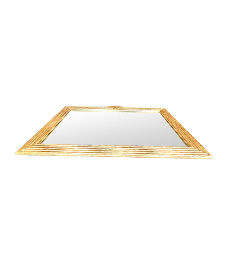 A large 1970s pencil reed bamboo mirror in the style of vivai del sud